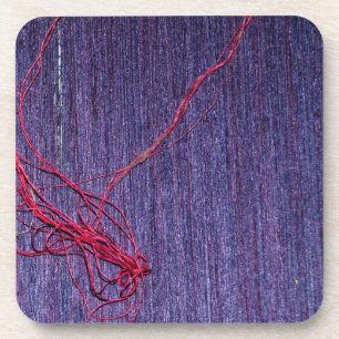 Handgefertigte blauthailändische Seide mit rotem T Untersetzer