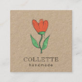 Handgefertigte Blume Logo Kraft Quadratische Visitenkarte (Vorderseite)