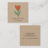 Handgefertigte Blume Logo Kraft Quadratische Visitenkarte (Vorne/Hinten)