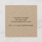 Handgefertigte Blume Logo Kraft Quadratische Visitenkarte (Rückseite)