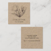 Handgefertigte Blume Logo Kraft Quadratische Visitenkarte (Vorne/Hinten)