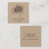 Handgefertigte Blume Logo Kraft Quadratische Visitenkarte (Vorne/Hinten)