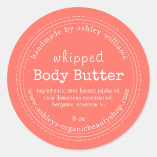 Handgefertigte Body Butter Bio Business Bright Cor Runder Aufkleber