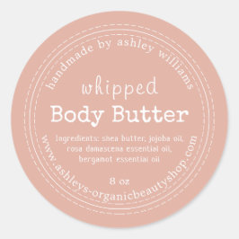 Handgefertigte Body Butter Bio Business Dusty Pink Runder Aufkleber