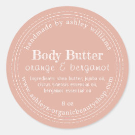 Handgefertigte Body Butter Bio Business Dusty Pink Runder Aufkleber