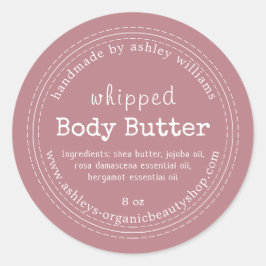 Handgefertigte Body Butter Bio Business Dusty Rose Runder Aufkleber