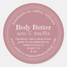 Handgefertigte Body Butter Bio Business Dusty Rose Runder Aufkleber