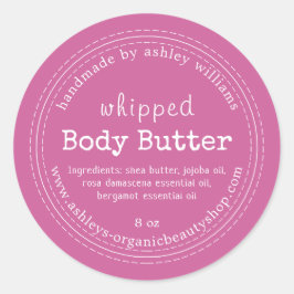 Handgefertigte Body Butter Bio Business Pink Class Runder Aufkleber