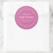 Handgefertigte Body Butter Bio Business Pink Class Runder Aufkleber (Tasche)