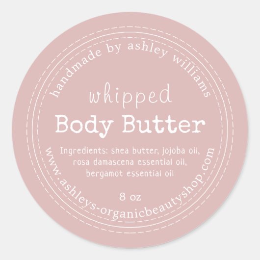 Handgefertigte Body Butter Bio Business Silver Pin Runder Aufkleber (Vorderseite)