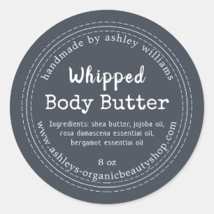 Handgefertigte Body Butter Dunkelblaue Bio Jar Lab Runder Aufkleber