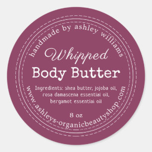Handgefertigte Body Butter Lila Bio Jay Label Runder Aufkleber