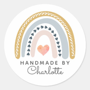 Handgefertigte Boho Wasserfarbenschleife und rosa  Runder Aufkleber