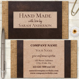 Handgefertigte Burlap-Leder-Pappe Visitenkarte