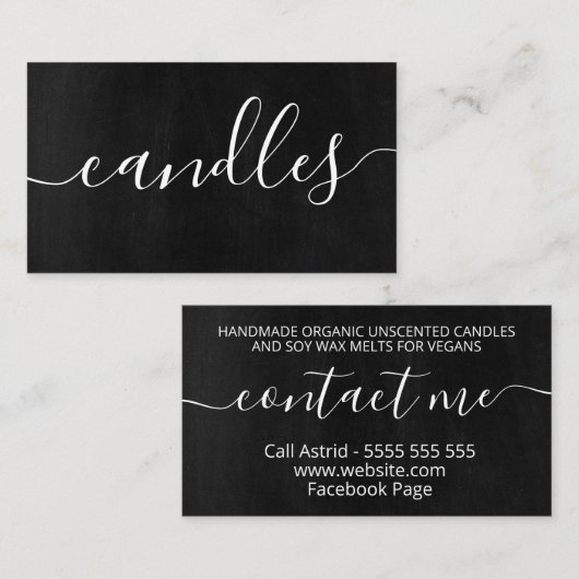 Handgefertigte Chalkboard-Soja-Wachtel Visitenkarte (Vorne/Hinten)