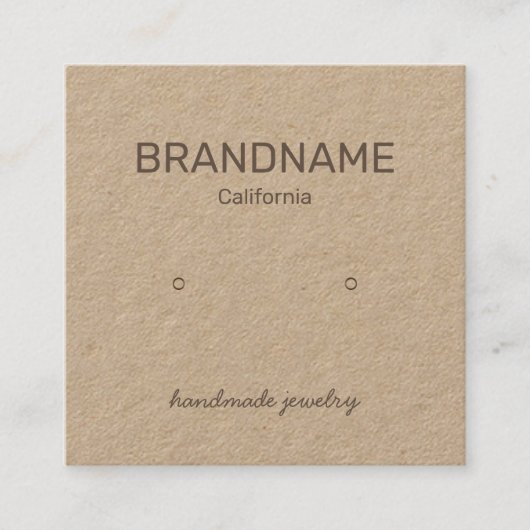 Handgefertigte einfache Ohrringe-Display-Card-Logo Quadratische Visitenkarte (Vorderseite)