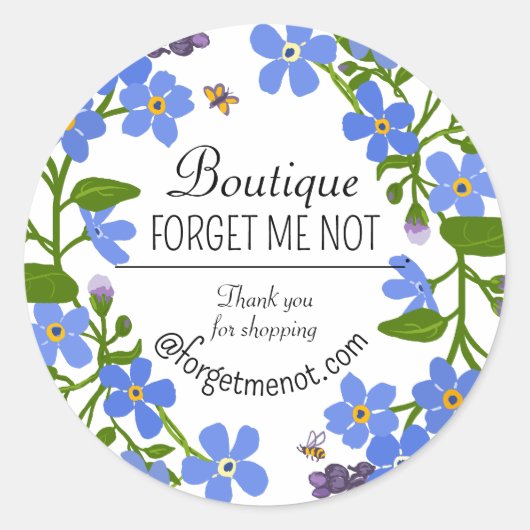 Handgefertigte Firmenlabels, blau florale Aufklebe Runder Aufkleber (Vorderseite)