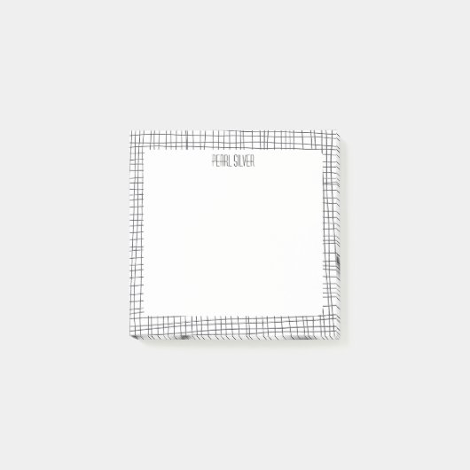 Handgefertigte Gitterlinien CUSTOM Monogramm Perso Post-it Klebezettel (Vorderseite)