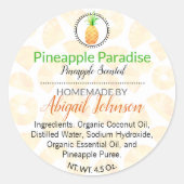 Handgefertigte, hausgemachte Ananas-Aufkleber Runder Aufkleber (Vorderseite)