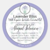 Handgefertigte, hausgemachte Lavendel-Scrub- oder  Runder Aufkleber (Vorderseite)