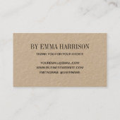 Handgefertigte / hausgemachte minimalistische mode visitenkarte (Rückseite)