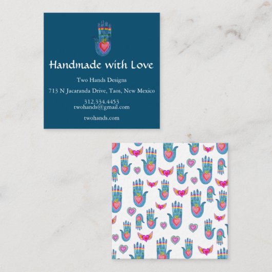 Handgefertigte Healing Hands Muster nach Maß Quadratische Visitenkarte (Vorne/Hinten)