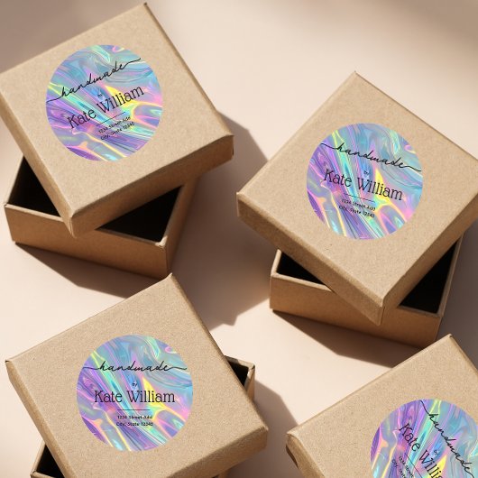 Handgefertigte holografische Rücksendeadresse Runder Aufkleber