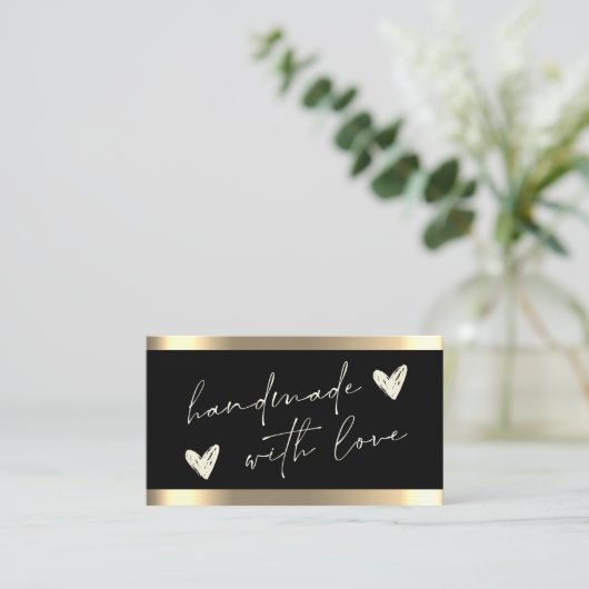 Handgefertigte Hörer Gold Streifen schwarz Visitenkarte (Stehend Vorderseite)