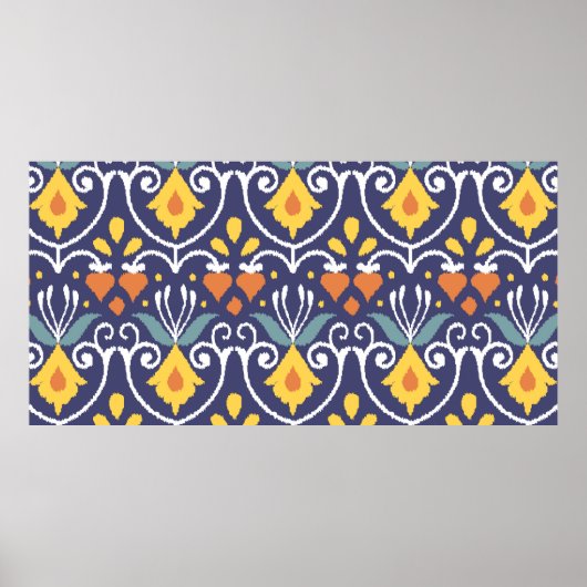 Handgefertigte Ikat-Gewebe. Ethnische nahtlose Mus Poster (Vorne)