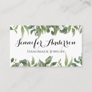 Handgefertigte Juwelen Wasserfarbenminze Eukalyptu Visitenkarte