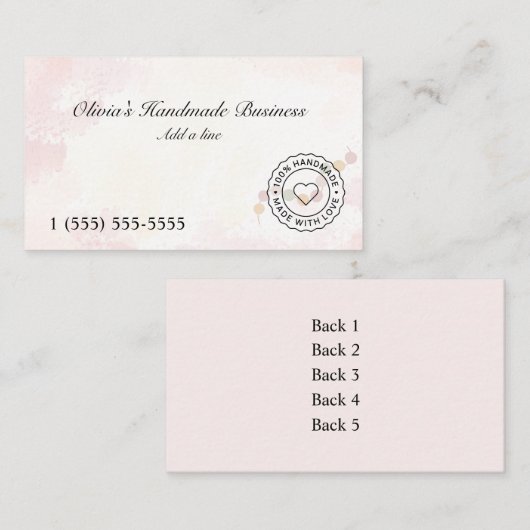 Handgefertigte Juwelierei mit Liebe Visitenkarte (Vorne/Hinten)