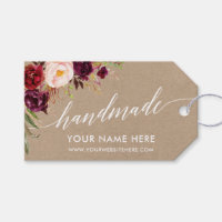 Handgefertigte Kalligraphie Burgundy Floral Kraft 