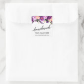 Handgefertigte Kalligraphie Lila floral Small Quadratischer Aufkleber (Tasche)