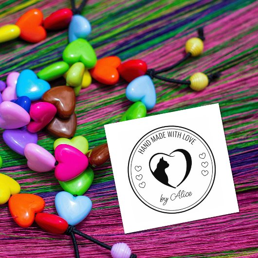 Handgefertigte Katze mit Liebe Gummistempel
