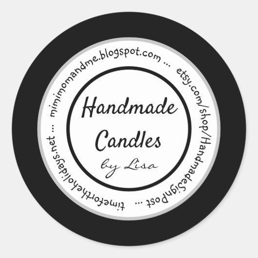 Handgefertigte Kerzen Labels Runder Aufkleber (Vorderseite)
