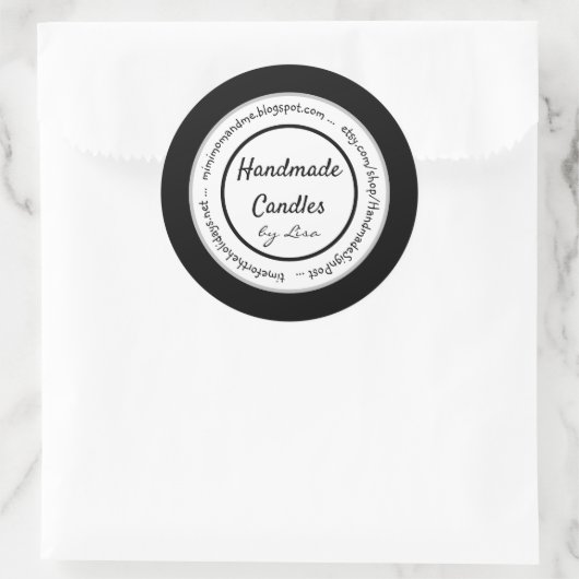 Handgefertigte Kerzen Labels Runder Aufkleber (Tasche)