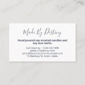 Handgefertigte Kerzen und Sojabohnenmelzen Visitenkarte (Rückseite)