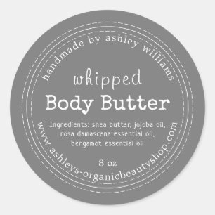 Handgefertigte Körperbutter Bio Geschäft Dunkelgra Runder Aufkleber