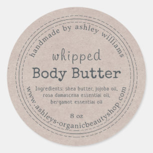 Handgefertigte Körperbutter Bio Geschäft Kraft Eti Runder Aufkleber
