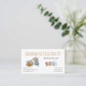 Handgefertigte Kreationen Garne Nähen weiß einseit Visitenkarte (Stehend Vorderseite)