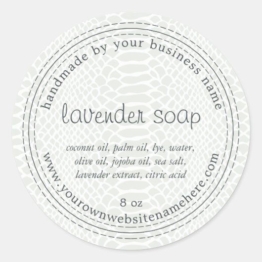 Handgefertigte Lavendel Soap Green Snake Muster Runder Aufkleber (Vorderseite)