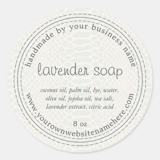 Handgefertigte Lavendel Soap Green Snake Muster Runder Aufkleber (Vorderseite)