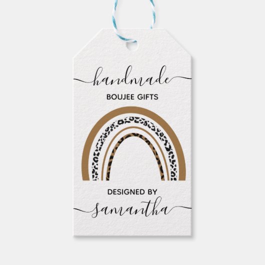 Handgefertigte Leopard-Printwerbung Regenbogen bea Geschenkanhänger (Vorderseite)