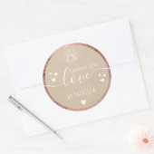 Handgefertigte Liebe Logo-Herzen Rose gold kraft Runder Aufkleber (Umschlag)