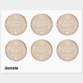 Handgefertigte Liebe Logo-Herzen Rose gold kraft Runder Aufkleber (Blatt)