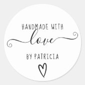 Handgefertigte Liebe Typografie minimalistisch Sch Runder Aufkleber (Vorderseite)