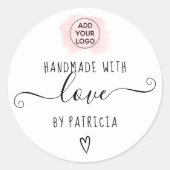 Handgefertigte Liebe-Typografie Rosa Pinselstrich- Runder Aufkleber (Vorderseite)