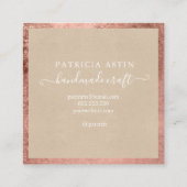 Handgefertigte Liebe Typografie Rose Quadratische Visitenkarte (Rückseite)