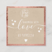 Handgefertigte Liebe Typografie Rose Quadratische Visitenkarte (Vorderseite)