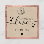 Handgefertigte Liebe Typografie Rose Quadratische Visitenkarte (Vorderseite)